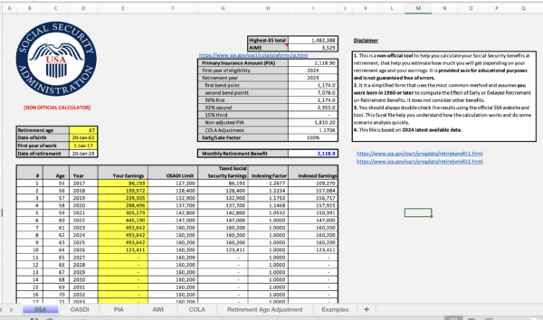 SSA Retirement Benefit Calculator (United States) 2024 – Image 2