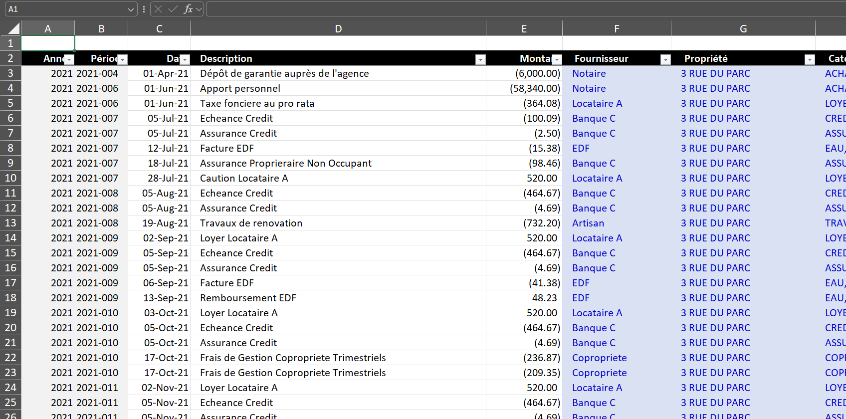 Fichier Excel de Gestion de Location Immobilière – Image 5